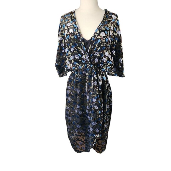 Modcloth Mini Dress Womens Small Whimsigoth Forest Fairy Velvet Flocked Wedding - Picture 2 of 9